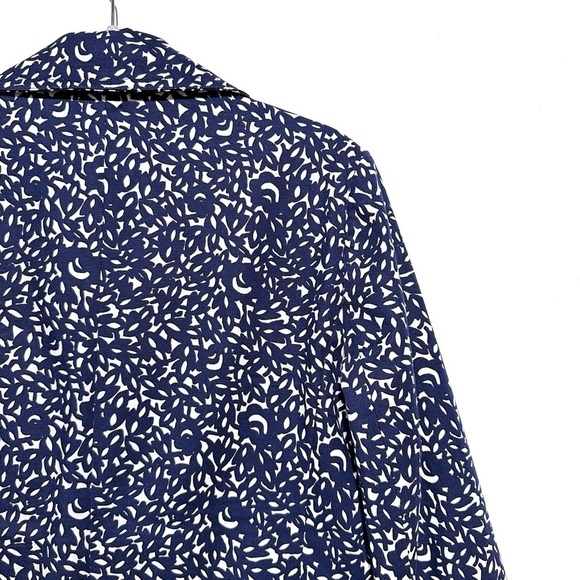 Talbots Floral Print Trench Coat In Navy and White Lined Blue Button Size 14 - Picture 6 of 10